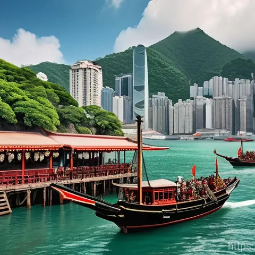 홍콩 영국 식민지 시기 - **Prompt:** A vibrant historical scene depicting the early days of Hong Kong's transformation into a...
