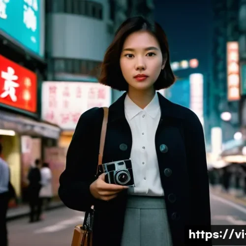 Home 33 홍콩 언론 자유 침해 사건 - **Prompt:** A solemn young female journalist, dressed in a smart, business-casual outfit, stands ami...
